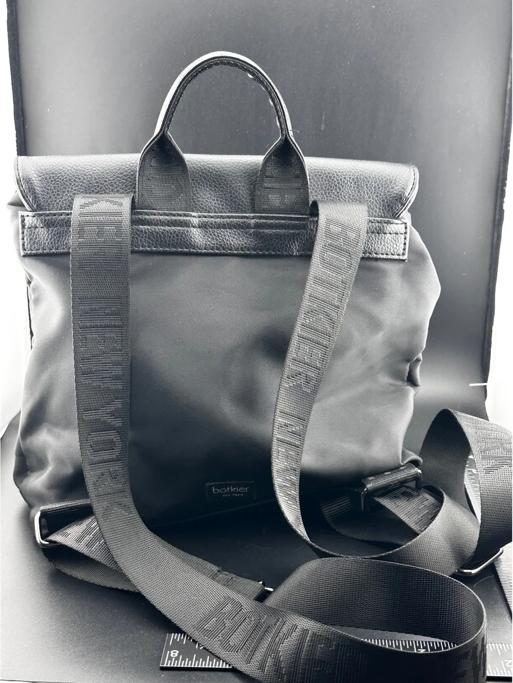 Botkier New York Black Leather and Nylon Backpack